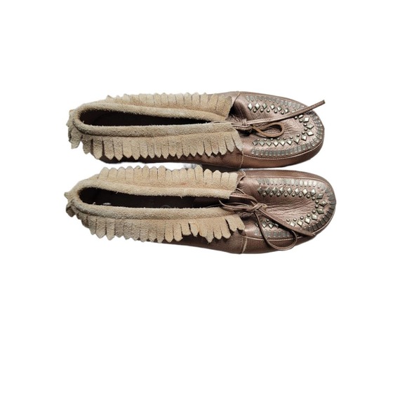 Studded Fringe Loafers - Brown - Picture 2 of 7